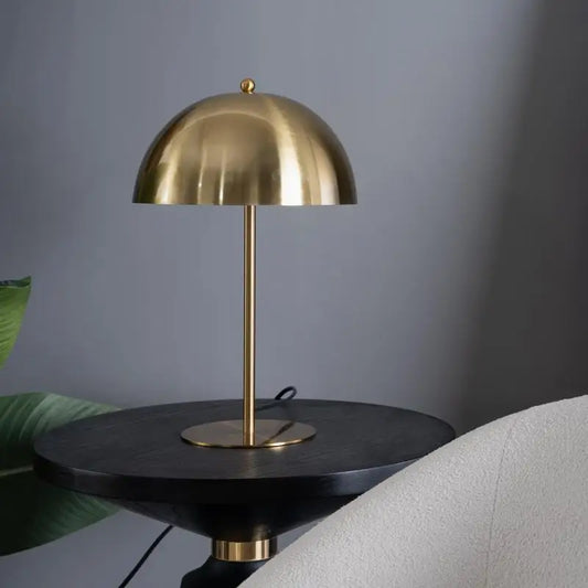 Dimmable Minimalist Table Lamp, Small Bedside Light for Nightstands, Living Room, Office & Study, Gold & White Design, Fast