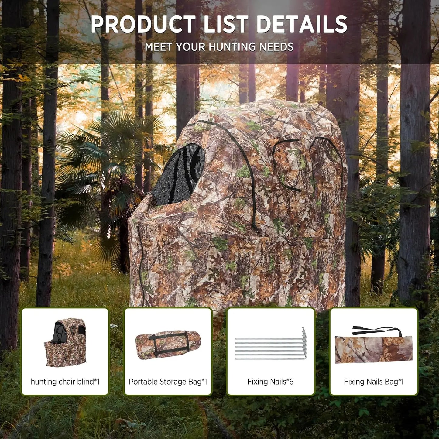 Hunting Blind,Hunting Chair Ground Blind,See Through Deer Blinds,Portable Camouflage Pop Up Blinds·Factory Direct Sales