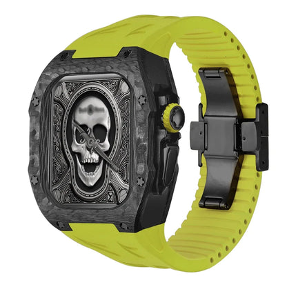 Modification Kit Carbon Fiber Case For Apple Watch Ultra 2 49mm Fluororubber Strap Luxury Mod Kit for iWatch Ultra 49MM