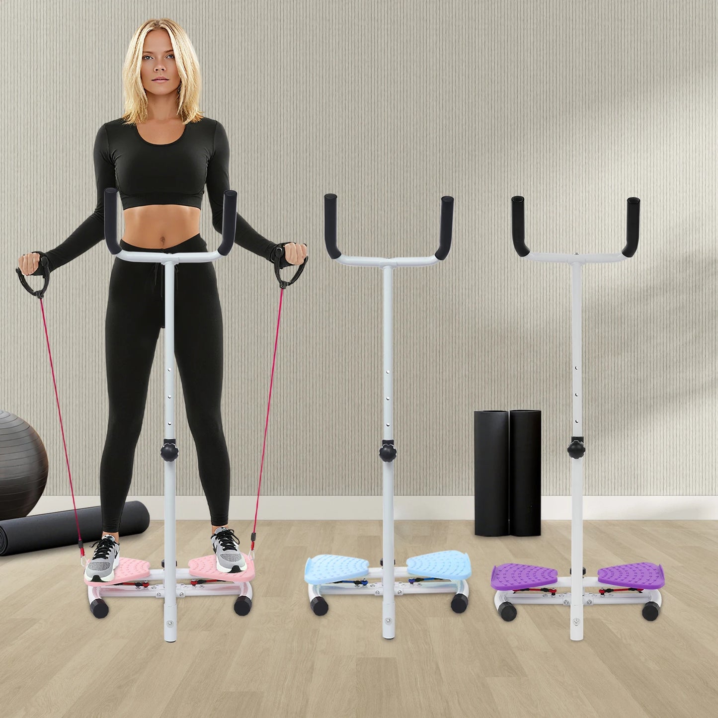 Waist Twister Board, Ab Twist Board, Noiseless Home Gym exercise Twist Board with Handrail Load Capacity 330lbs for Women Men