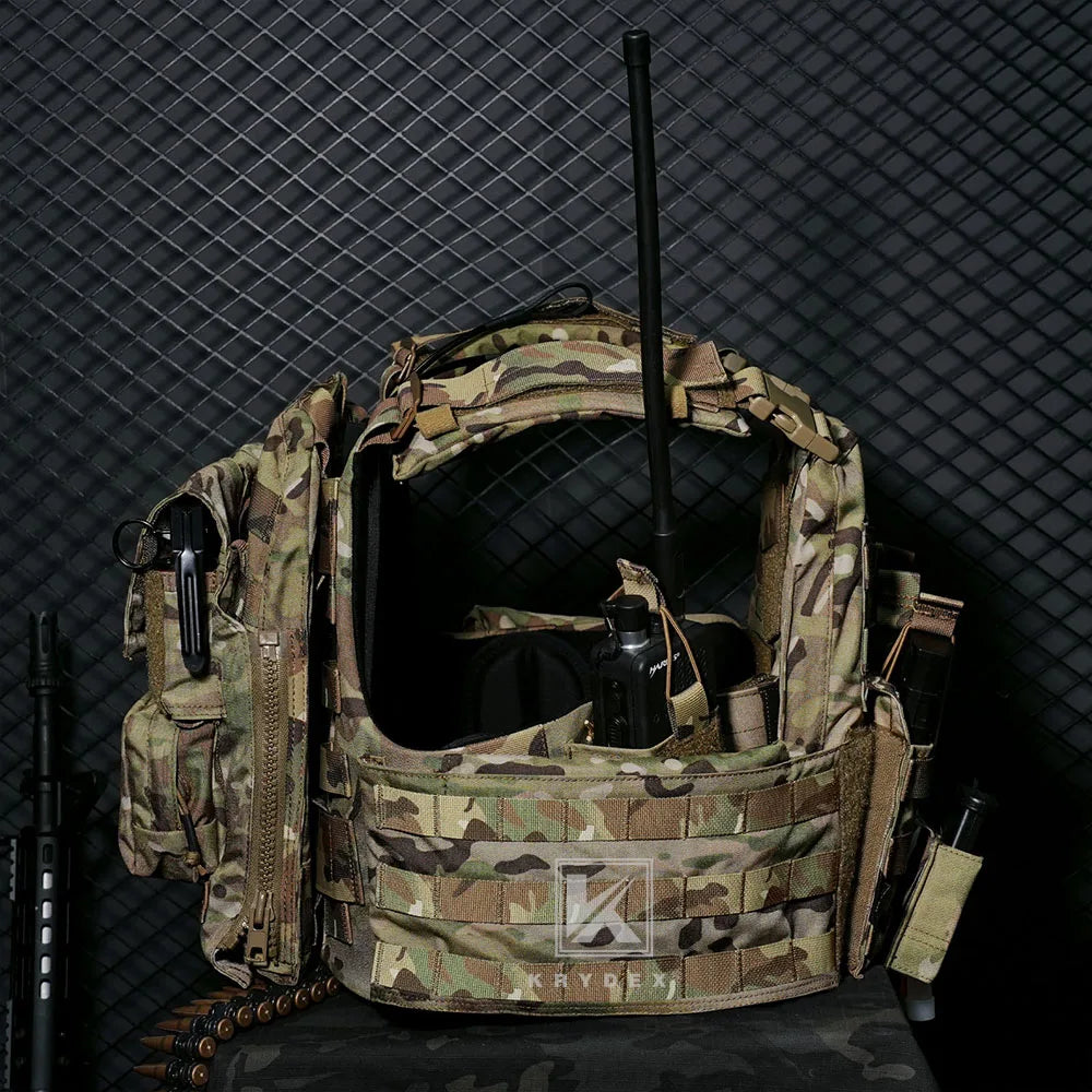 KRYDEX 500D CPC Heavy Duty Tactical Vest Plate Carrier Modular MOLLE Vest with Magazine & Radio Pouch for Combat Hunting Outdoor