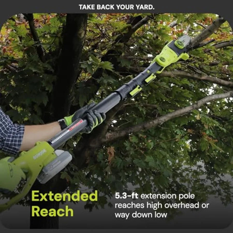 Cordless Lawn Care System Grass and Hedge Trimmer Combo Power Tool Kit with 8 Pole Saw Batteries and Charger - Heavy-Duty Trimm