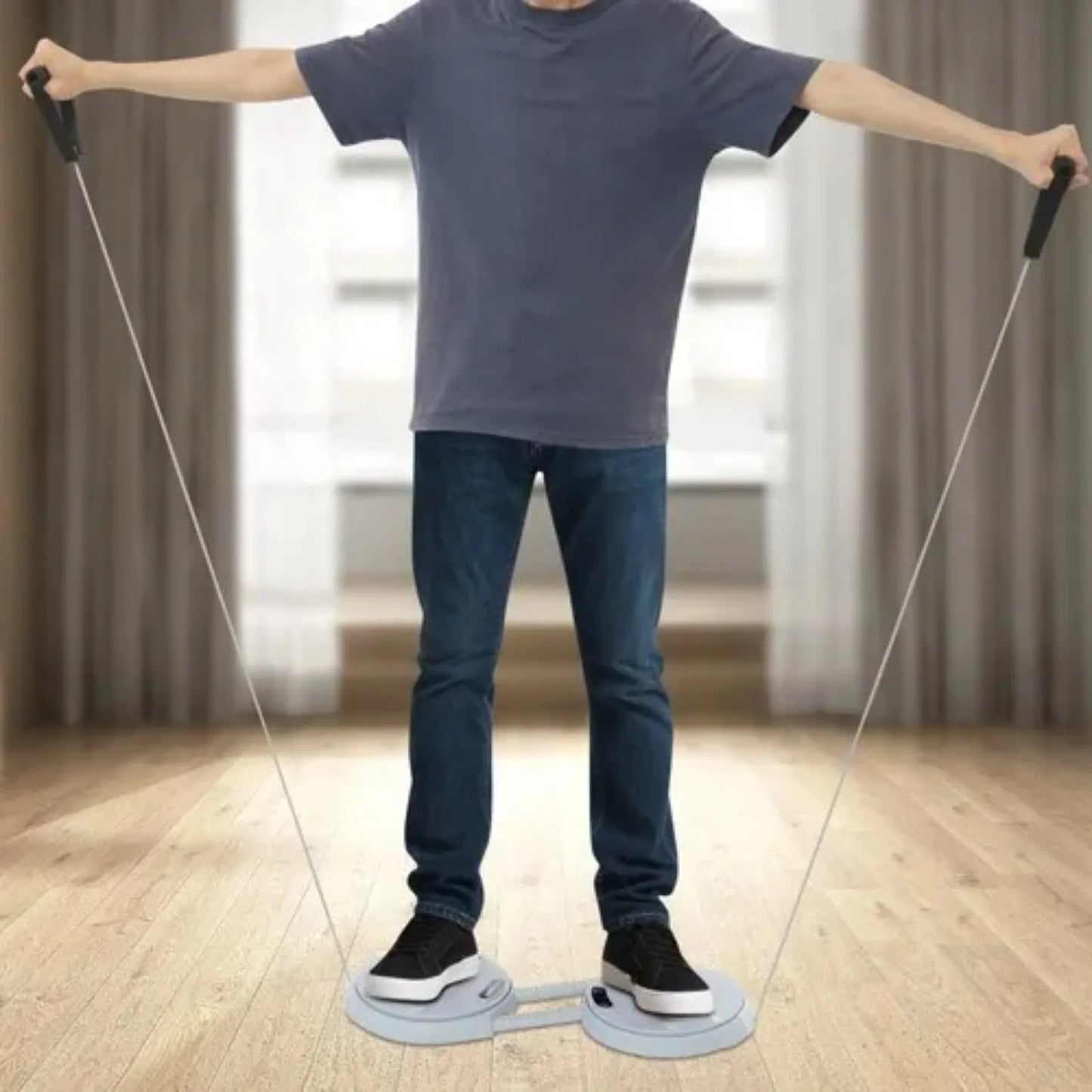 Gray Adjustable LCD Ab Twister Board w/ 2 Resistance Bands, Full Body Workout Equipment for Home Fitness, Core Strength Trainer