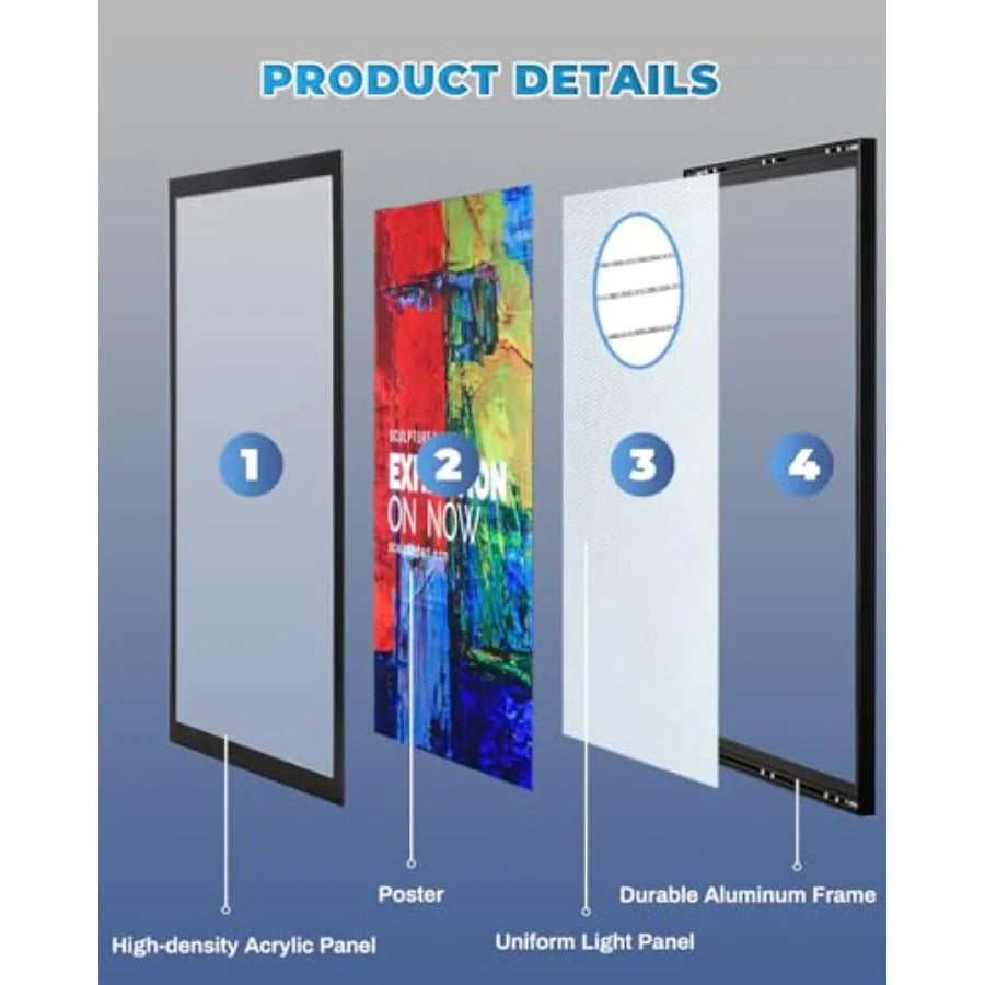 27 x 40 Inch Led Movie Poster Frame Backlit Poster Frame Light Box Display Wall Mounting Aluminum Profile Magnetic Frame for Mo