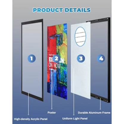 27 x 40 Inch Led Movie Poster Frame Backlit Poster Frame Light Box Display Wall Mounting Aluminum Profile Magnetic Frame for Mo