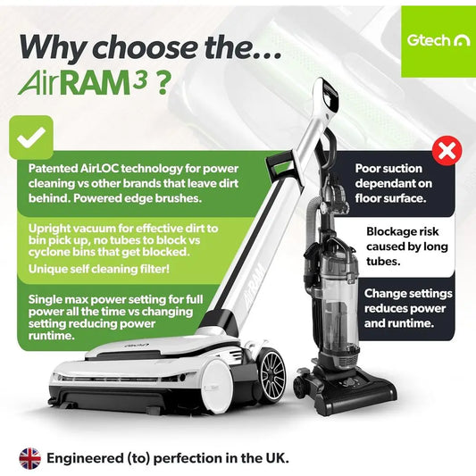 Cordless Vacuum Cleaner with Anti-Hair Wrap Bar - Dual Edge-Clean Brushes - Perfect for Carpet and Hardwood Floors - Re