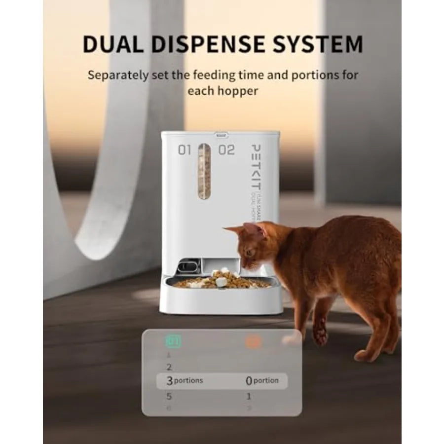 Automatic Cat Feeder with 1080P HD Camera and Night Vision for Cats Dogs Double Hopper Pet Feeder with 2-Way Audio Wireless Pum