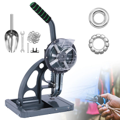 Semi-Automatic Grommet Machine Heavy Duty Hand Press Eyelet Grommet Machine Puncher Eyelet Tool with 5000PCS Grommet 10mm