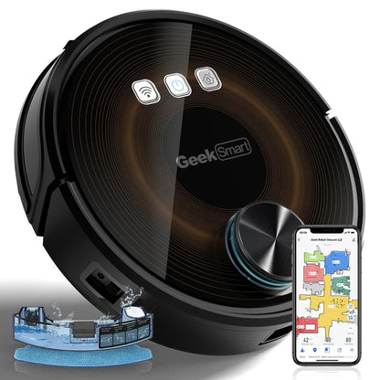 Geek Smart L8 Robot Vacuum Cleaner and Mop with LDS Navigation Wi-Fi Connected App Selective Room Cleaning MAX 2700 PA Suction
