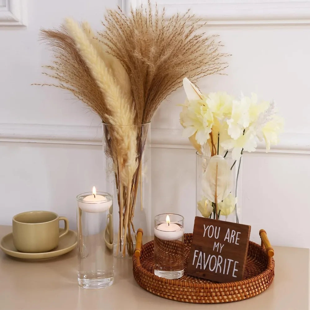 Set of 48 Transparent Glass Cylinder Vases Assorted Heights for Wedding Centerpieces, Decorative Flower Vases, Candle Holders