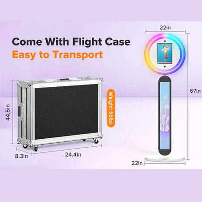 Portable iPad Photo Booth Machine Selfie Stand For Wedding Party Photobooth RGB Ring Light Voice Control Fast Deliver With Case