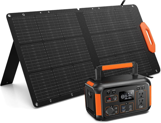 Portable Solar Generator 500W with Solar Panel 100W, Portable Power Station 500W AC Outlet, Solar Panels 21.5V 5.5A, Customized