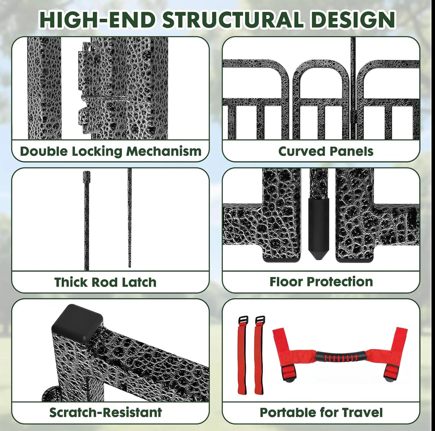 40" Height Dog Fence with 16 Panels, Portable Handle & Strap, Easy Setup for Indoor and Outdoor Pet Use