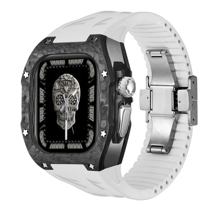 Modification Kit Carbon Fiber Case For Apple Watch Ultra 2 49mm Fluororubber Strap Luxury Mod Kit for iWatch Ultra 49MM