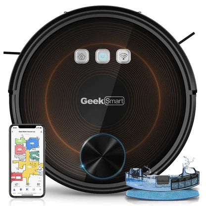 Geek Smart L8 Robot Vacuum Cleaner and Mop with LDS Navigation Wi-Fi Connected App Selective Room Cleaning MAX 2700 PA Suction