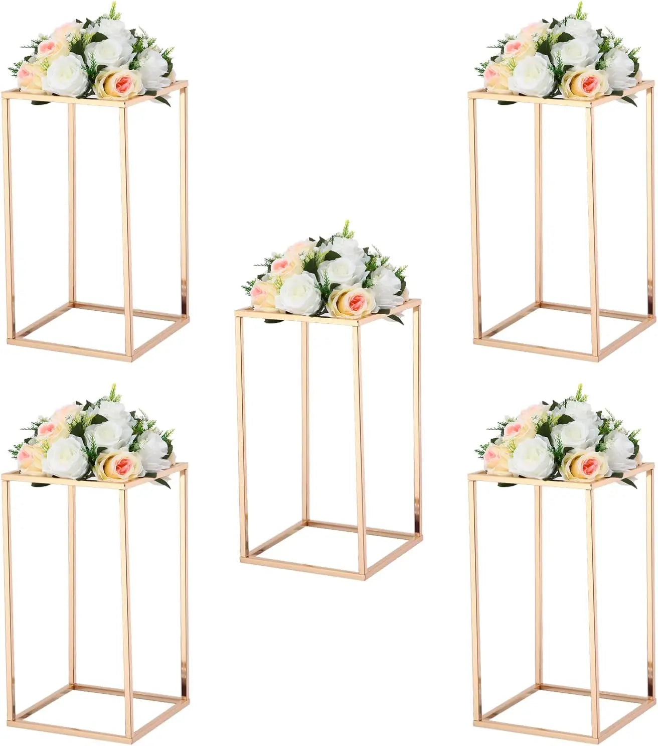 15.7inch Gold Wedding Table Centerpiece, 5PCS Wedding Flower Vase for Party Event Home Decor