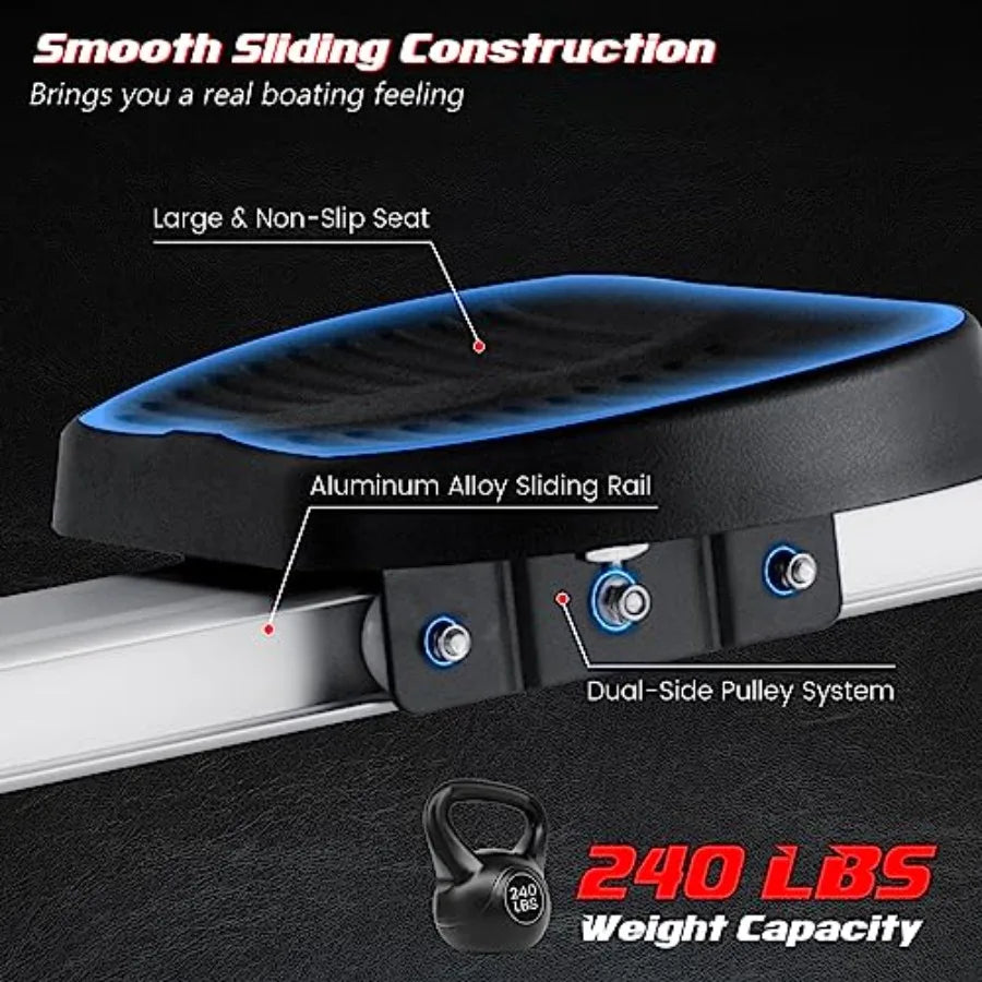Folding Rowing MachineMagnetic Rower with Adjustable Resistance and LCD Display Exercise Cardio Fitness Equipment for Home Use