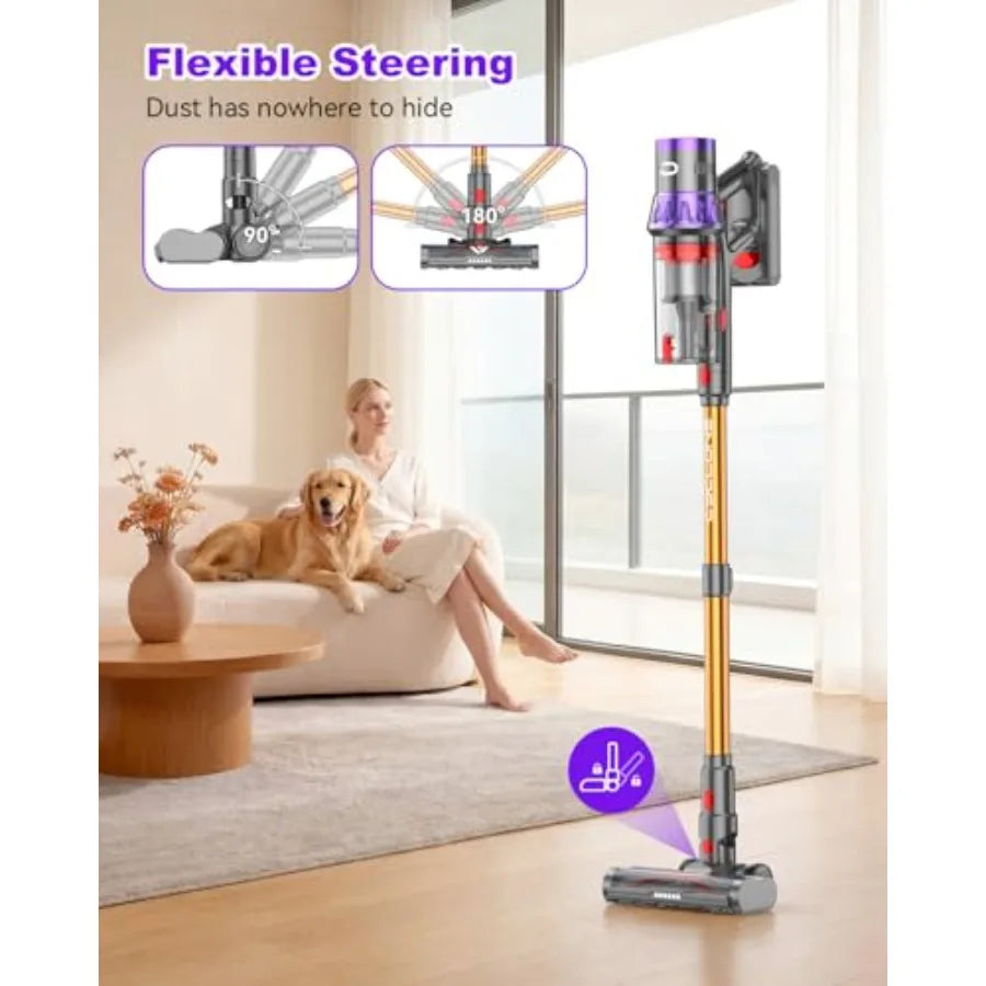 YU7 Max Cordless Vacuum Cleaner 600W 75Min 55kPa Powerful Suction Stick Vacuum Anti-Tangle Touch Screen Self-Standing Lightweig