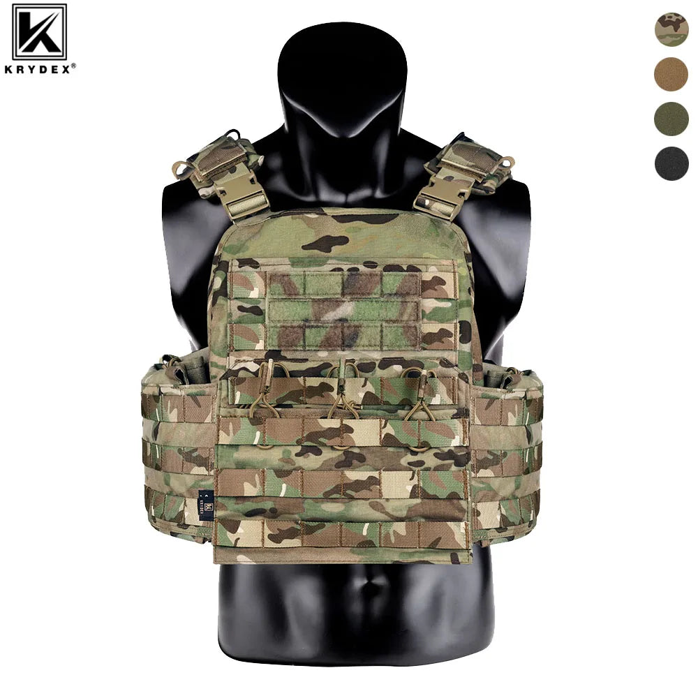 KRYDEX 500D CPC Heavy Duty Tactical Vest Plate Carrier Modular MOLLE Vest with Magazine & Radio Pouch for Combat Hunting Outdoor