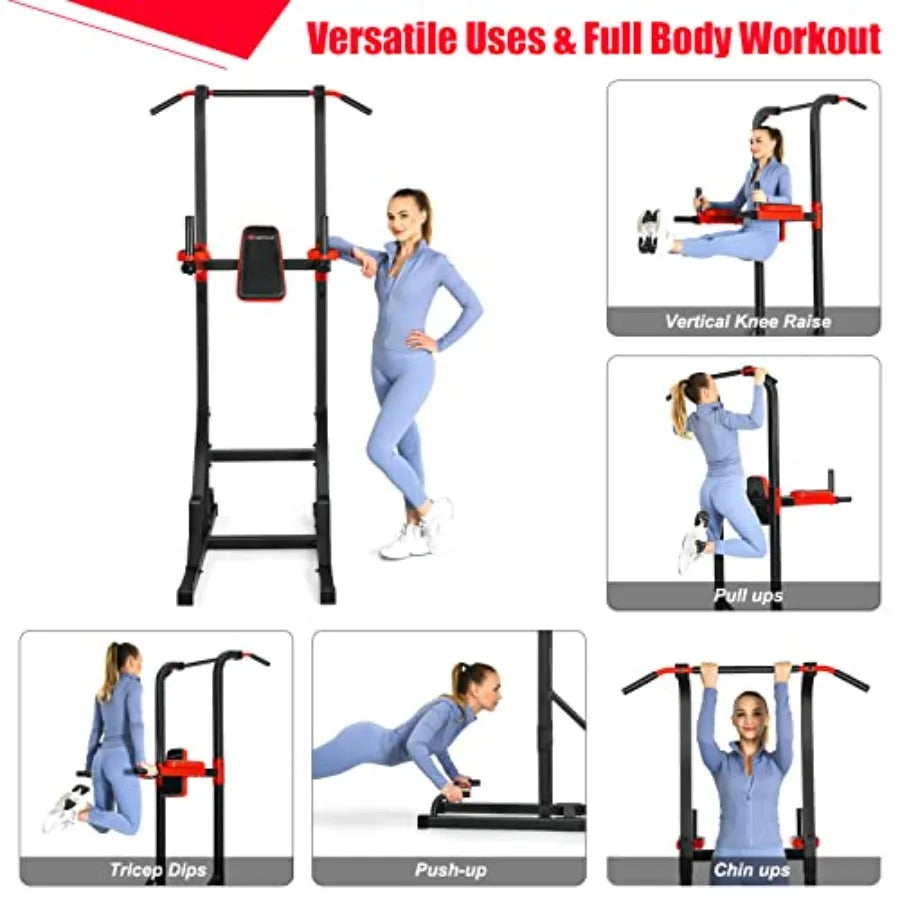 Power Tower Pull Up Bar Dip Station Multi-function Dip Bars Stand Workout Equipment for Full-body Home Gym Fitness Exercise Str