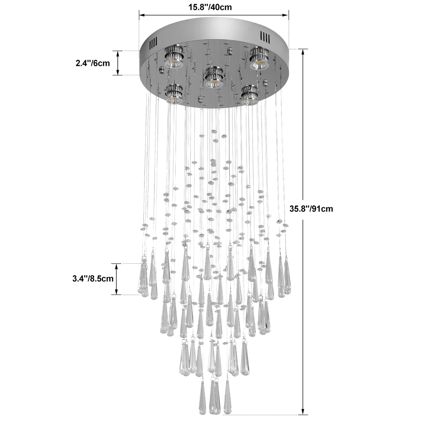 VETRULUS Crystal Ceiling Chandelier Luxury Home Decor Living Room Bedroom  Pendant Lights Lustre Lighting Fixture Ceiling Lamps
