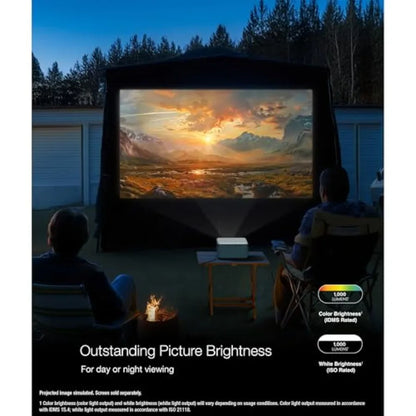 EpiqVision Mini EF21 Portable Smart Laser Projector 1000 Lumens FHD 1080p HDR 3-Chip 3LCD Google TV Netflix Stereo Speakers Bac