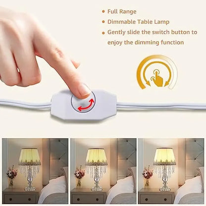 Modern Bedside Crystal Table Lamp with Ruched Fabric Lampshade Elegant Plug-in Crystal Chandelier Nightstand Room Decor