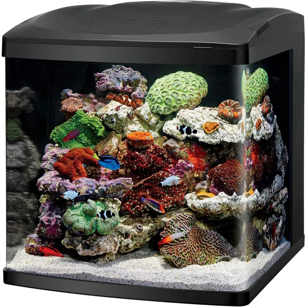 32 Gallon All Glass Aquarium Kit with Built In Timer and Adjustable LED Lights for Saltwater or Freshwater