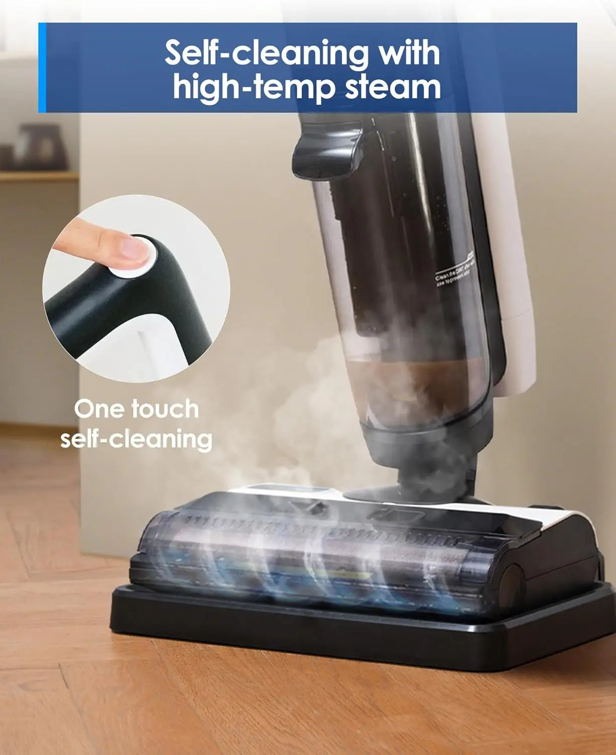 Steam Wet Dry Vacuum All-in-One, 248℉ High-Temp Steam Mop for Hardwood Floors, Self-Cleaning