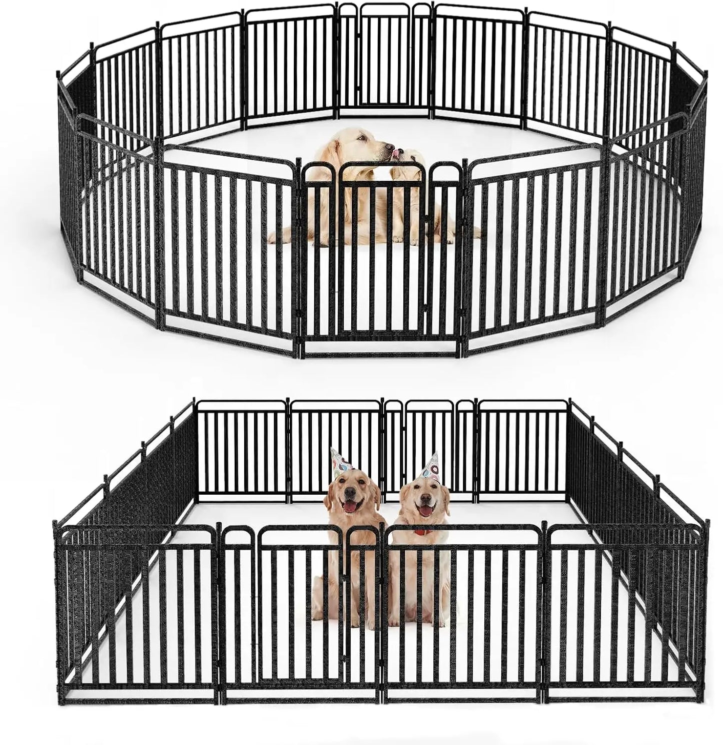 40" Height Dog Fence with 16 Panels, Portable Handle & Strap, Easy Setup for Indoor and Outdoor Pet Use