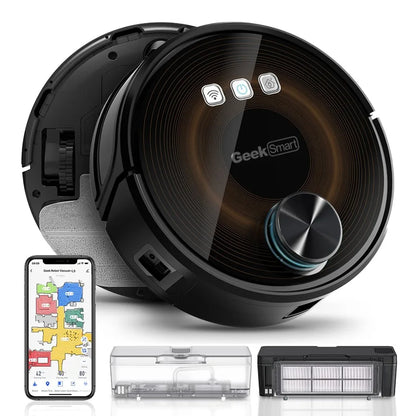 Geek Smart L8 Robot Vacuum Cleaner and Mop with LDS Navigation Wi-Fi Connected App Selective Room Cleaning MAX 2700 PA Suction