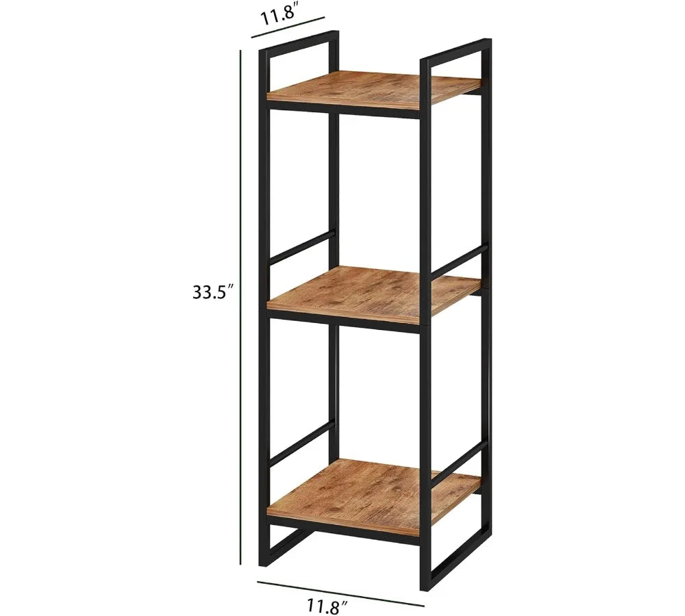 3-Tier Metal Corner Shelf, Rustic Brown Bathroom Storage Rack with 30lbs Capacity, Space-Saving Organizer for Home