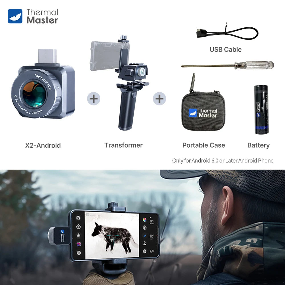 50Hz X2 Night Vision to Hunt 15X Zoom Thermal Monocular Imaging Camera Binocular for Rescue Hiking Camping Thermal Master