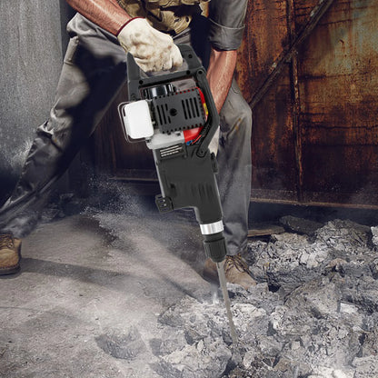3-in-1 Gasoline Hammer Drilling Machine 32.6CC 2 Stroke Gas Powered Demolition Concrete Breaker Rock Drill 1200W w/Chisels