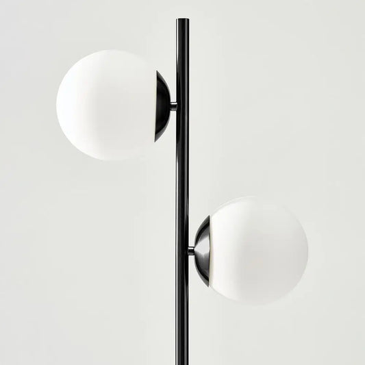 Century Globe Lamp for Living Room & Bedrooms - Contemporary LED Standing Light in Black Indoor Pole Design