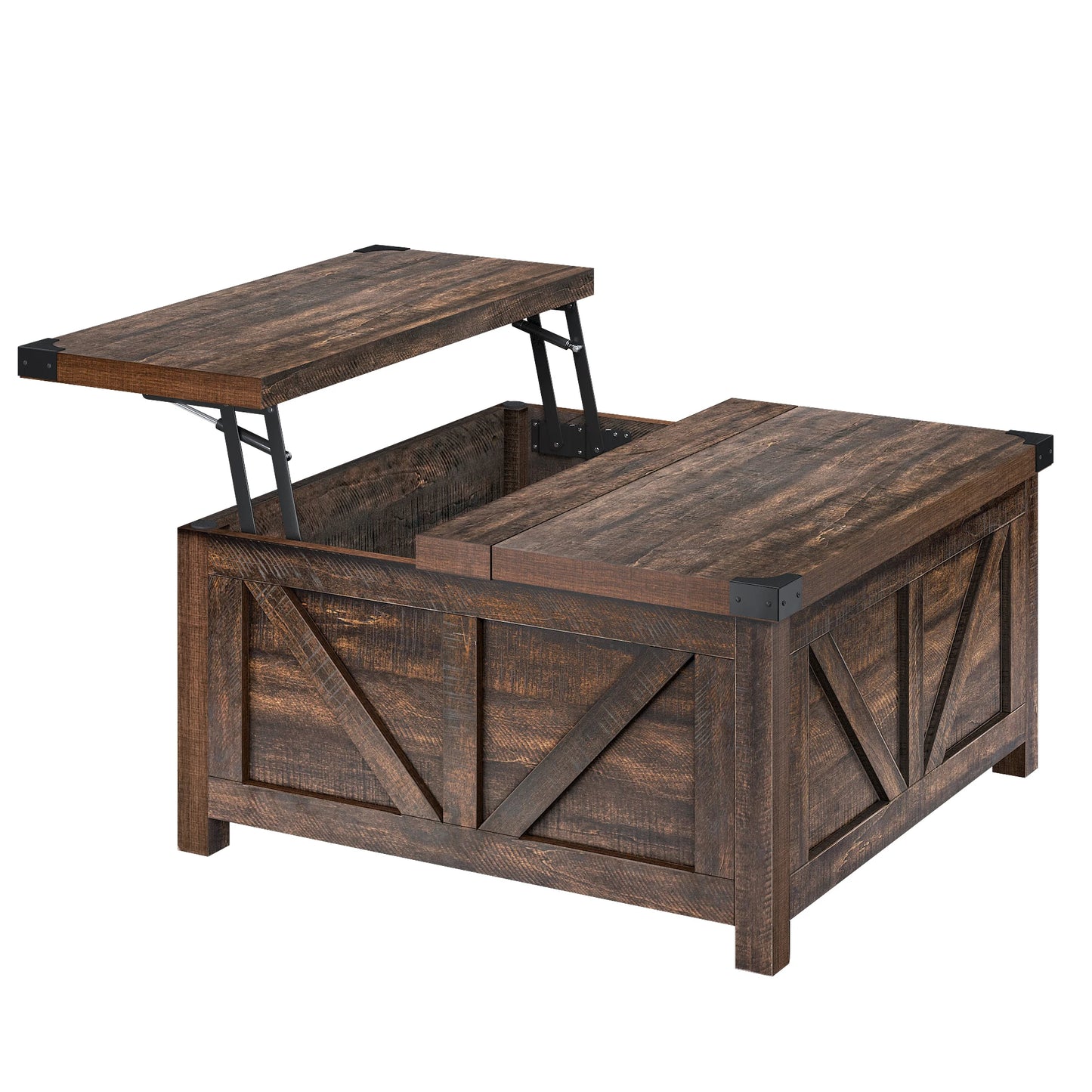 35.6"/40'' Lift Top Coffee Table with Storage, Square Coffee Table for Living Room, Farmhouse Coffee Table with Large Hidden