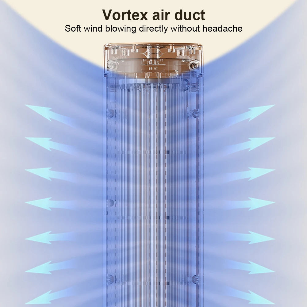 Tower Fan USB Charging Portable Air Conditioner 1200mAh Desktop Cooling Fan Wireless Desk Fan for Home Office