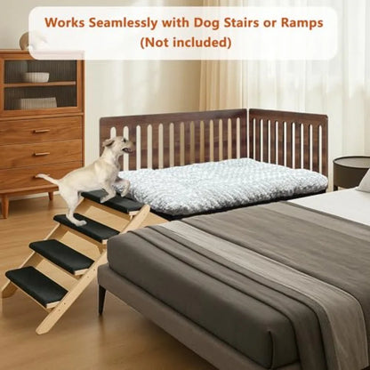 Large 40''x28'' Metal Dog Bed Frame with Cushion 2 Panel Adjustable Height Dog Bunk Beds Gray