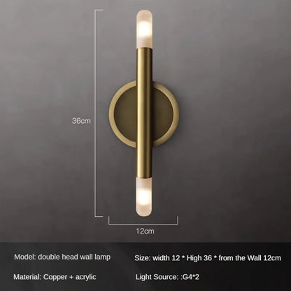 Industrial Style All Copper Light Luxury G4 Line Wall Lamp Living Room Corridor Foyer Bedroom Bedside Creative Mirror Headlight