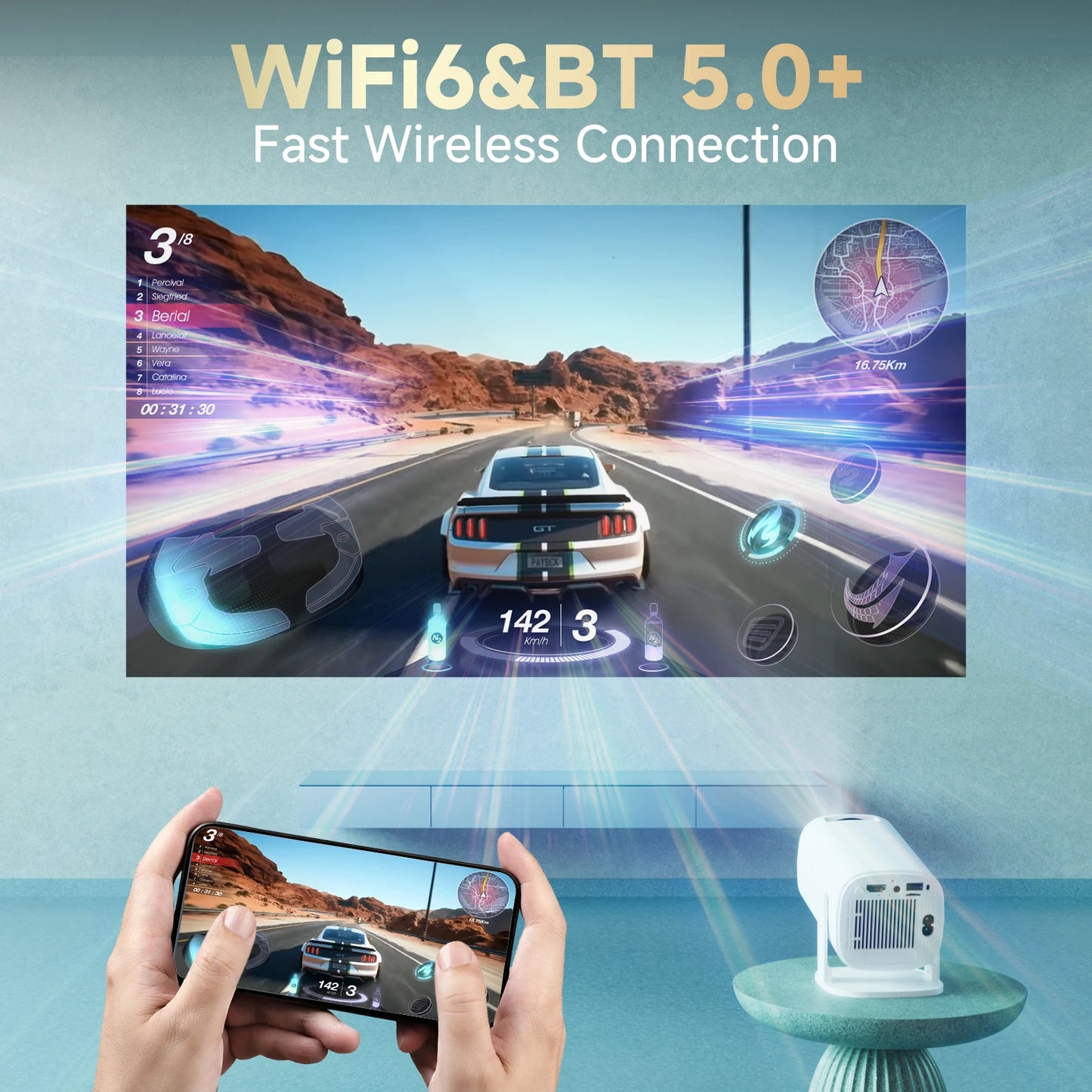 Original P30 PRO Smart Mini Projector Android 14 WiFi6 BT 5.0 Supports 4K Video Smart Home Theater Outdoor Portable Projector