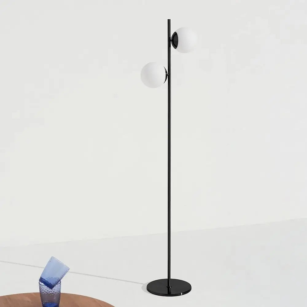 Century Globe Lamp for Living Room & Bedrooms - Contemporary LED Standing Light in Black Indoor Pole Design