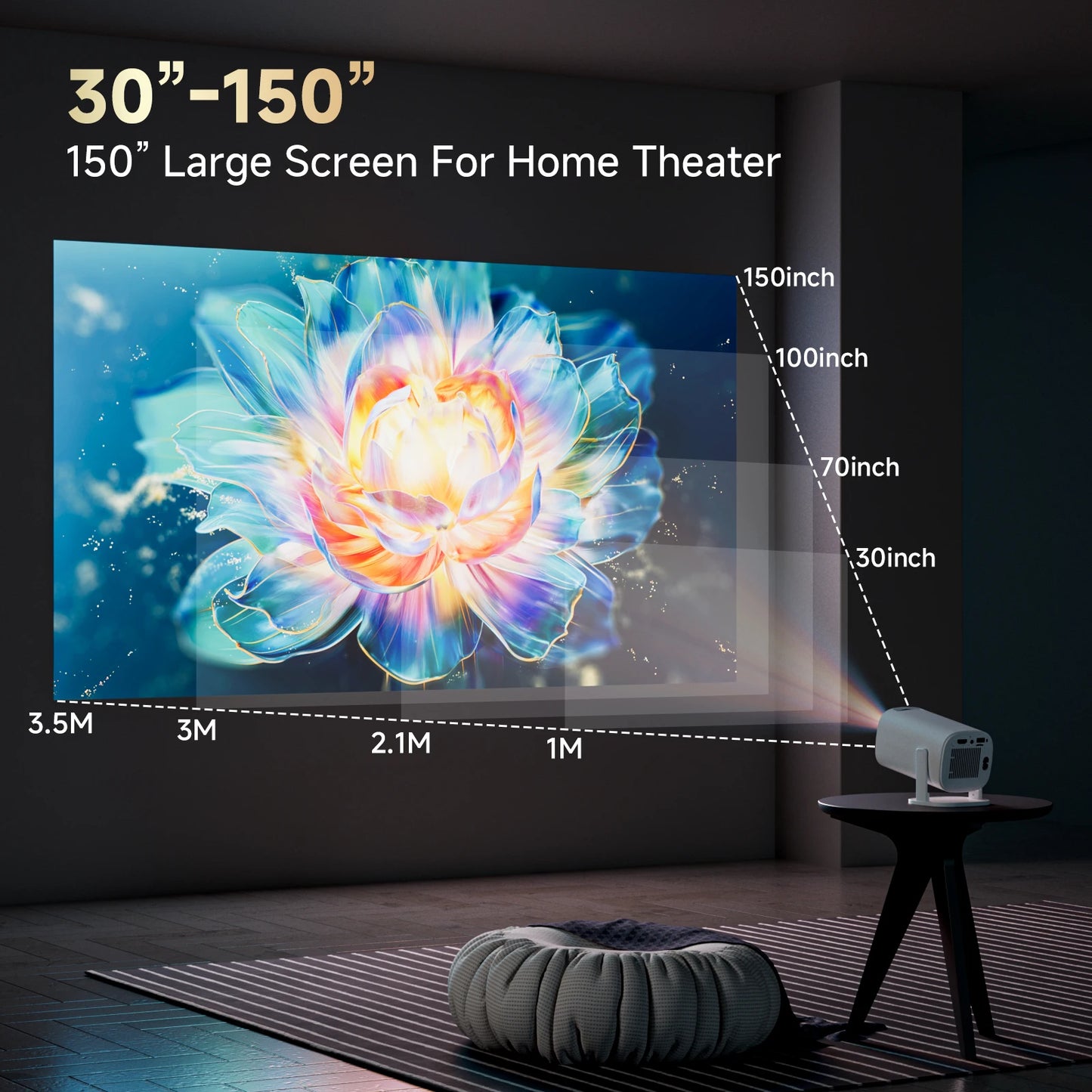 Original P30 PRO Smart Mini Projector Android 14 WiFi6 BT 5.0 Supports 4K Video Smart Home Theater Outdoor Portable Projector