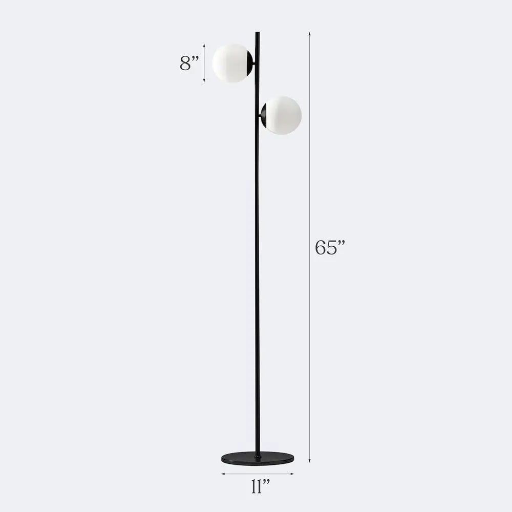 Century Globe Lamp for Living Room & Bedrooms - Contemporary LED Standing Light in Black Indoor Pole Design