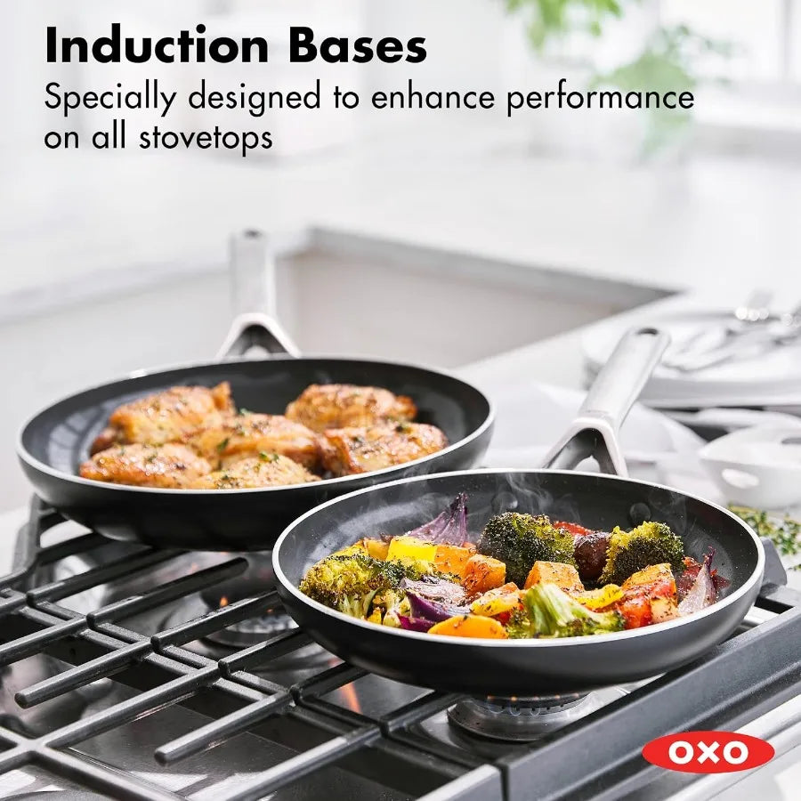 Agility Series 10 Piece Cookware Pots and Pans Set Ceramic Nonstick PFASFree Induction Skillets Saucepans Lids Even Heating Sta