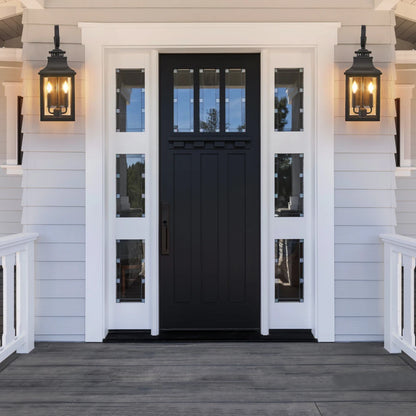 23"(H)1-Pack Outdoor Wall Lantern–Vintage Black Sconce (Clear Seeded Glass,Bulb Not Included)
