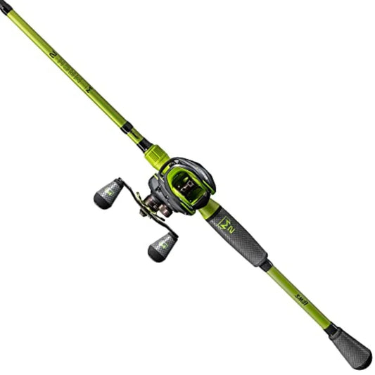 MACH 2 Baitcast Reel and Fishing Rod Combo IM8 Graphite Blank Fishing Rod Winn Dri-Tac Ultra Handle Black Green