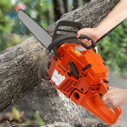 24 Inch 3.4kw Handheld Chainsaw Garden Saw Portable 65cc Gas Powered Chainsaws 2700rpm