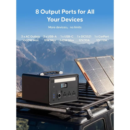Portable Solar Generator 2200W, 1126Wh LiFePO4 Battery Pack, 4800W Peak, 1.25Hrs Fast Charging, Customized