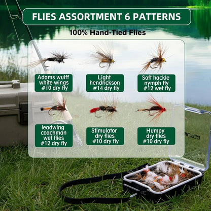 Complete Nine Foot Four Piece Fly Fishing Combo with Rod Reel Line Flies Leader Tippet Forceps Nipper and Starter Kit