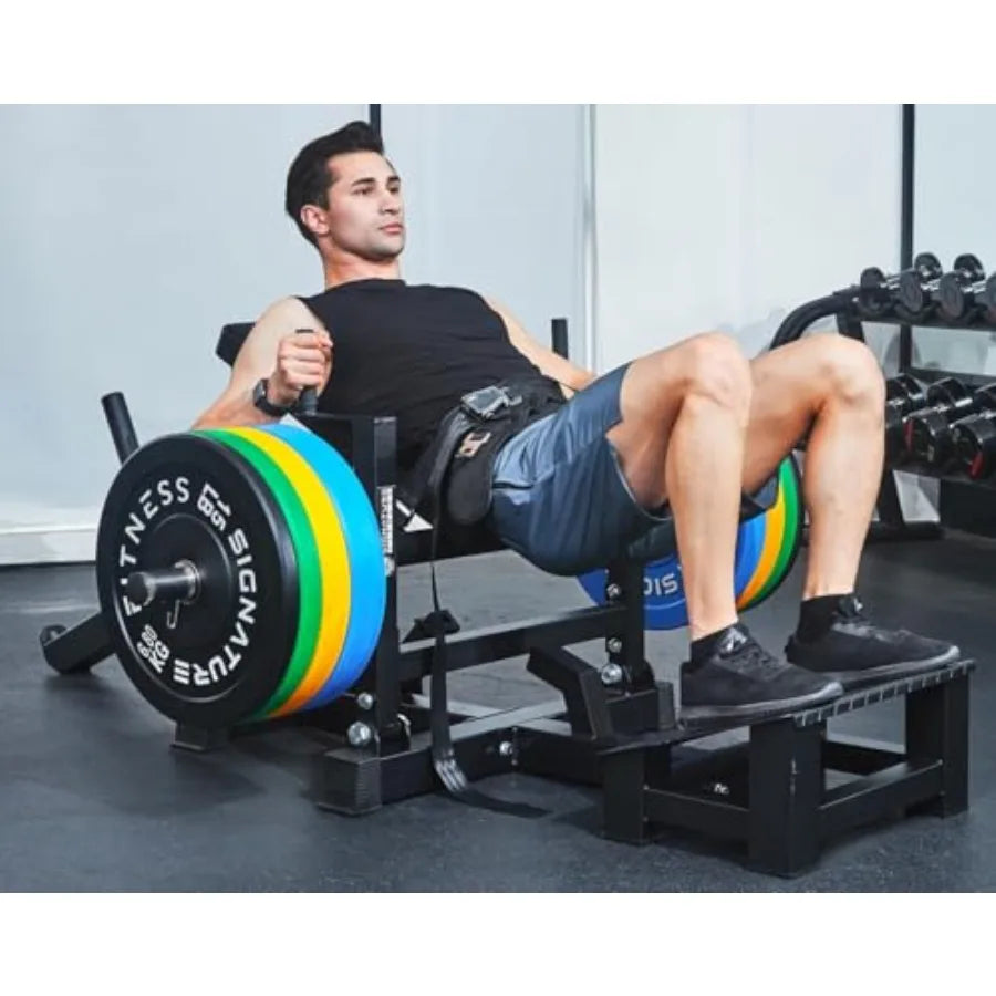 Signature Fitness Glute Bridge Plate-Loaded Hip Thrust Machine for Butt Shaping and Building Glute Muscles in Black with Durabl